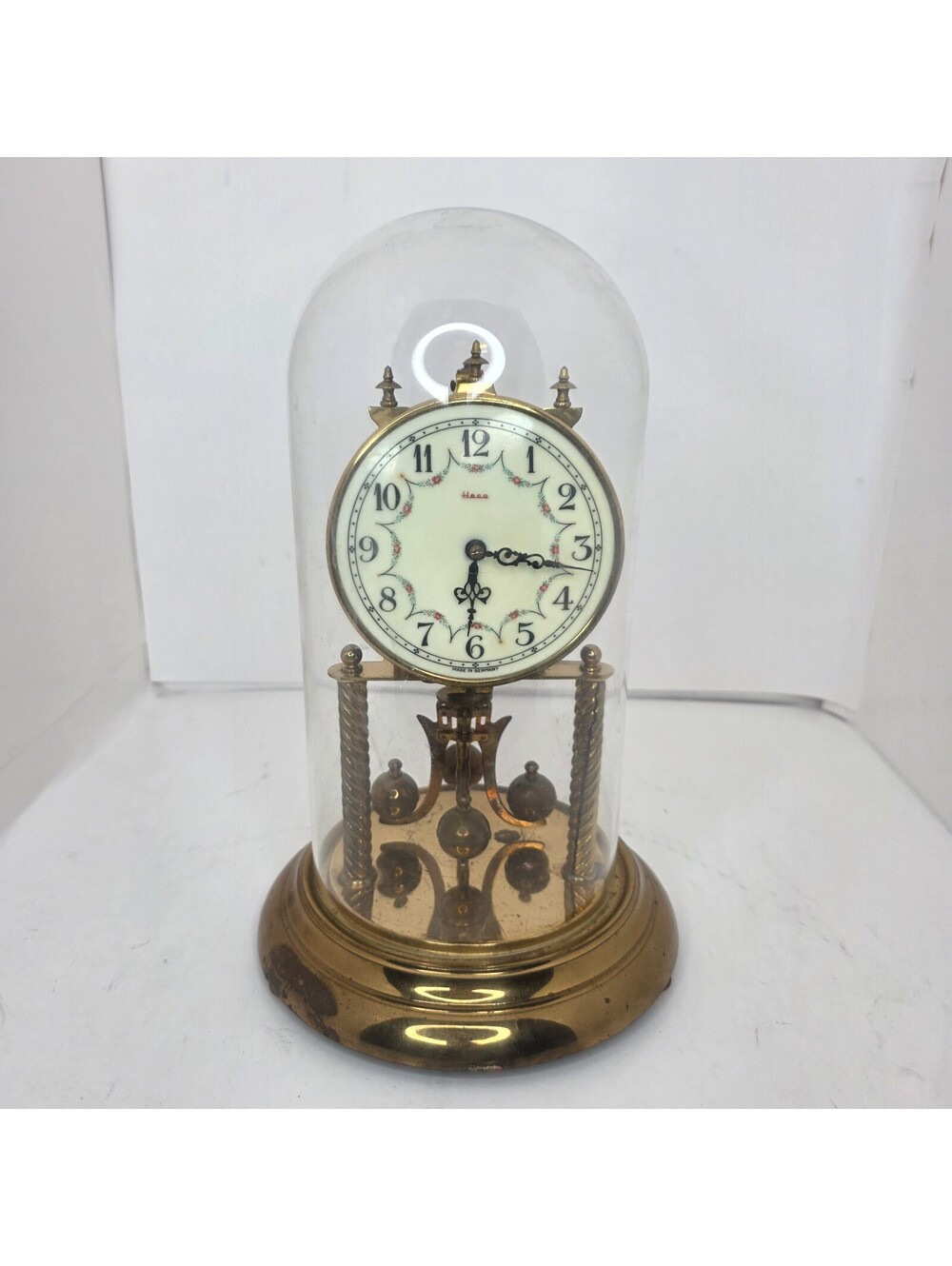 Vintage Heco 400-Day Anniversary Torsion Clock with Glass Dome & Multi Key Works - Picture 3 of 4